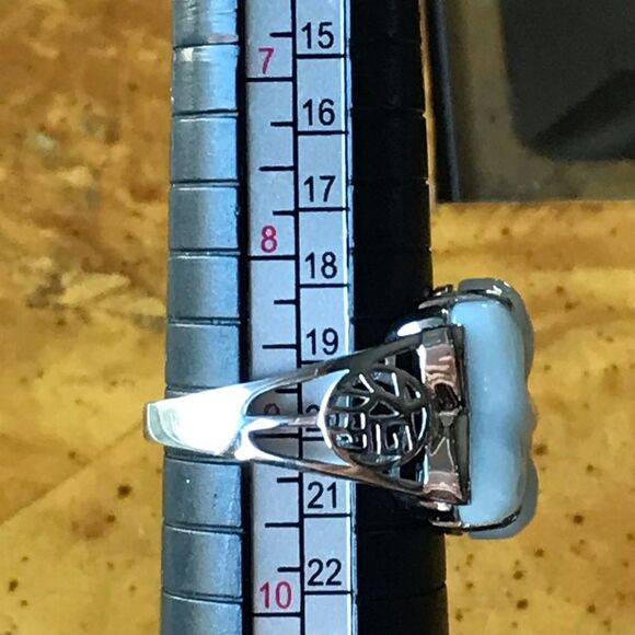 Natural Jade Sterling Silver Ring Discounted Size 9 - Picture 6 of 9